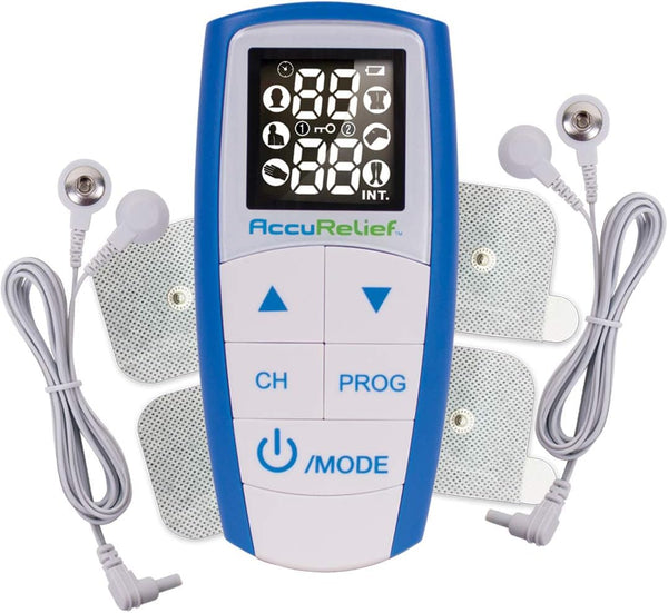 AccuRelief Complete 3-in-1 TENS Unit, EMS Massager Device for Pain Relief, Electric Muscle Stimulator with 4 Electrodes