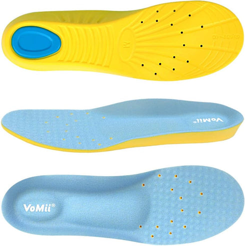 VoMii Unisex Shoe Insoles, Memory Foam, High Arch Support for Men and Women, Plantar Fasciitis Relief