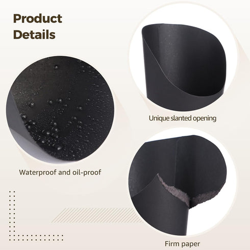 NIMBLOOM 150 14 oz 4.9 Pcs Black French Fry Cups, Disposable Snack Cups with PE Coated Paper, in Tall Charcuterie Cups