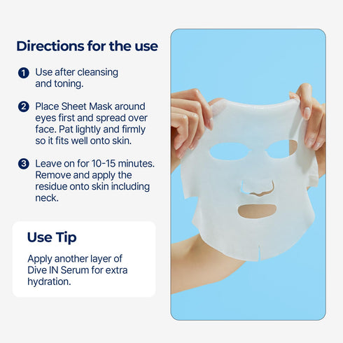 Torriden DIVE-IN Hyaluronic Acid Facial Sheet Masks | 10 Count Moisturizing Sheet Mask for Sensitive, Dry Skin, Vegan &