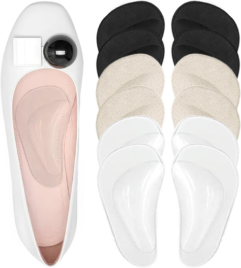 Correct-Position Gel Arch Support Insoles: Plantar Fasciitis & Flat Feet Relief, 6 Pairs (Clear*2, Beige*2, Black*2)