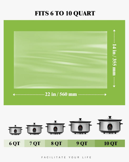 LURULURU 50 Count 3QT 10QT 14"x 22" Slow Cooker Liners, Cooking Bags Extra Large Size Disposable Pot Liners Plastic