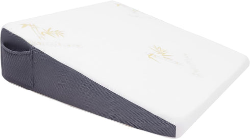 Bed Wedge Pillow for Sleeping - Gel Memory Foam for Back, Knee Pain Relief After Surgery, 7.5 Inch Triangle Elevation