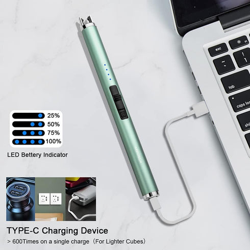 ARECTECH Rechargeable Electric Candle Lighter, Arc Plasma Windproof Lighter for Kitchen, Gift for Mom, Type-C Cable