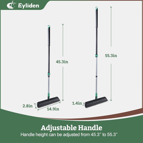 Eyliden 15” Floor Scrub Brush - 2-in-1 Stiff Bristle and Soft Scrape with Telescopic Long Handle