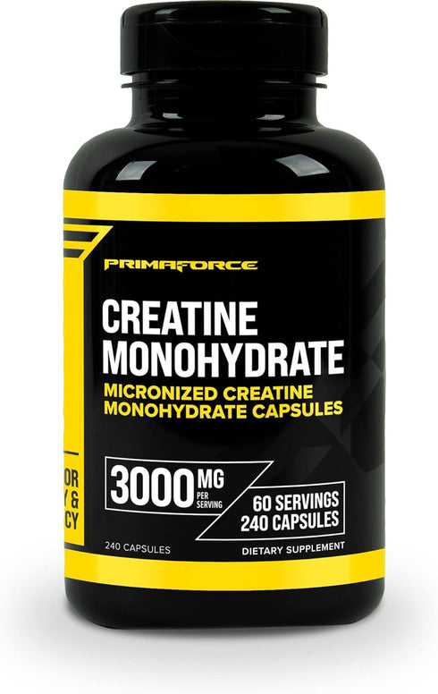 Primaforce Creatine Monohydrate Capsules - 240 Capsules, 3,000mg per Serving, Gluten Free