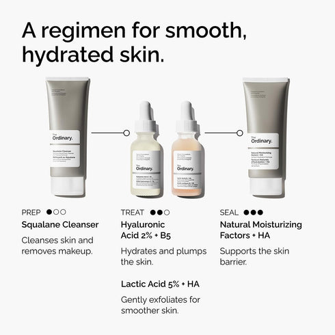 The Ordinary Lactic Acid 5% + Hyaluronic Acid 2%, Gentle Exfoliating Serum for Smoother Skin