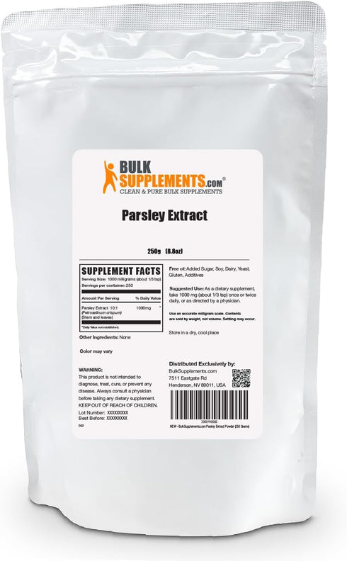 BulkSupplements.com Parsley Extract Powder - Gluten Free Parsley Supplement, 1000mg per Serving, 250g (8.8 oz) (Pack of