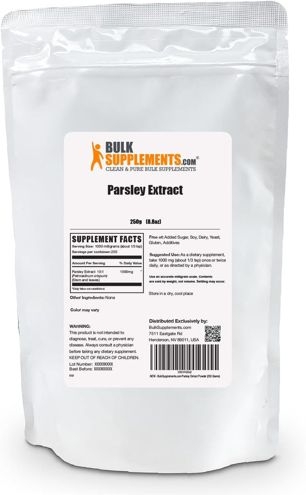 BulkSupplements.com Parsley Extract Powder - Gluten Free Parsley Supplement, 1000mg per Serving, 250g (8.8 oz) (Pack of