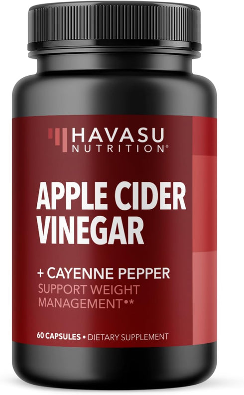 HAVASU NUTRITION Apple Cider Vinegar Capsules with 500mg Apple Cider Vinegar and 20mg Cayenne Pepper, 60 Capsules