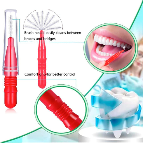50 Pcs Interdental Brushes in 4 Sizes, Dental Soft Toothpicks for Braces, Oral Hygiene Slim Cleaning Tool