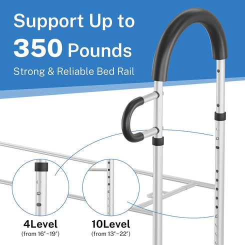WISDEER Bed Rails for Elderly Adults Safety: Side Assist Grab Bar Handrails for Seniors with Dual Handle Rails
