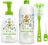 LuxProdX Babyganics Dish Dazzler Foaming Dish and Bottle Soap, 16 Ounce with Refill Kit & Two Bottle Brushes BONUS