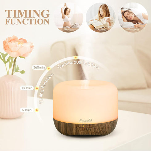 Aromatherapy Essential Oil Diffuser for Room, 300ml Cool Mist Humidifier with Colorful Lights, Auto Off for Home Bedroom