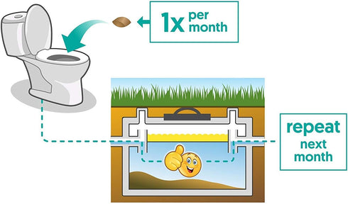 Septic Tank Treatment - 1 Year Supply of Dissolvable Easy Flush Live Bacteria Packets, 12 Count