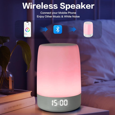 PLJVOYK 32 Sound Machine White Noise Machine with Soothing Sounds, Bluetooth Speaker Alarm Clocks for Bedrooms