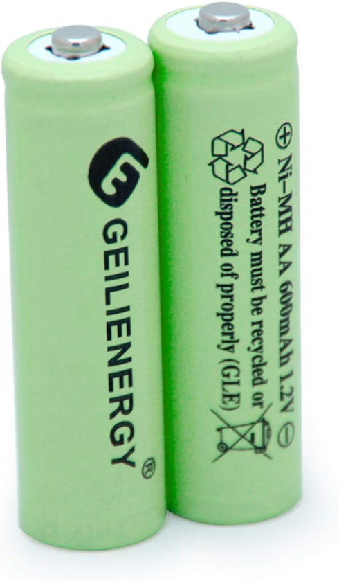 AA Solar Light Batteries NIMH 600mAh 1.2V Double A Rechargeable for Garden Lawn Landscaping Solar Lights (12Pcs)