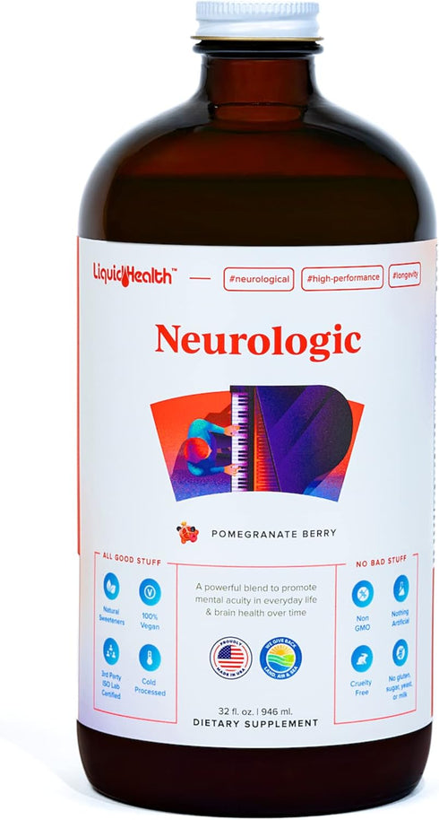 LIQUIDHEALTH 32 Oz Liquid Neurologic Focus Supplement, Nootropic for Cognitive Function and Memory Booster