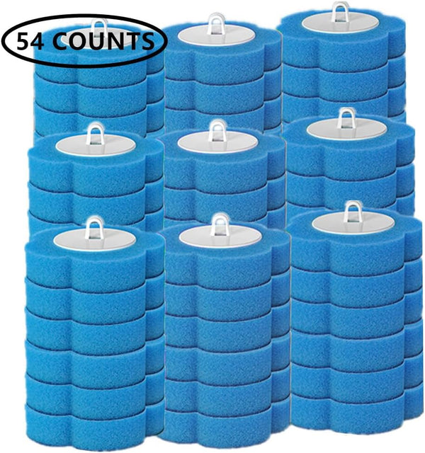 54 Counts Disposable Toilet Brush Refills, Bathroom Cleaner Refill Heads (54pcs Blue Ocean)
