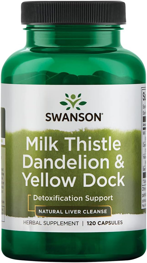Swanson Milk Thistle, Dandelion & Yellow Dock, 120 Capsules, Herbal Liver Support Supplement for Overall Health