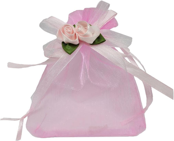 50pcs Sheer Organza Favor Bags (3.8x4.8'', Pink, Gift Bags for Wedding Samples Display)