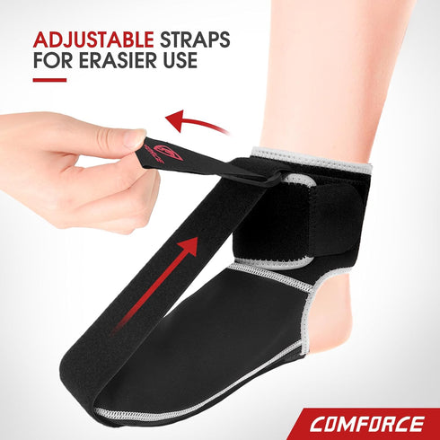 Plantar Fasciitis Night Splint Socks, Adjustable Brace for Foot Drop and Pain Relief, Black, Medium