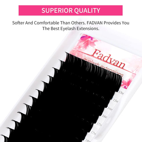 Lash Extension 0.05mm D Curl Mixed Classic Eyelash Extensions, 15-20mm Matte Black Individual Lashes