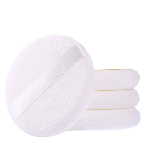 WSYUB Powder Puff, Ultra Soft Large Velour Body Powder Puffs, 4.13 inch, 4pcs, Round, White