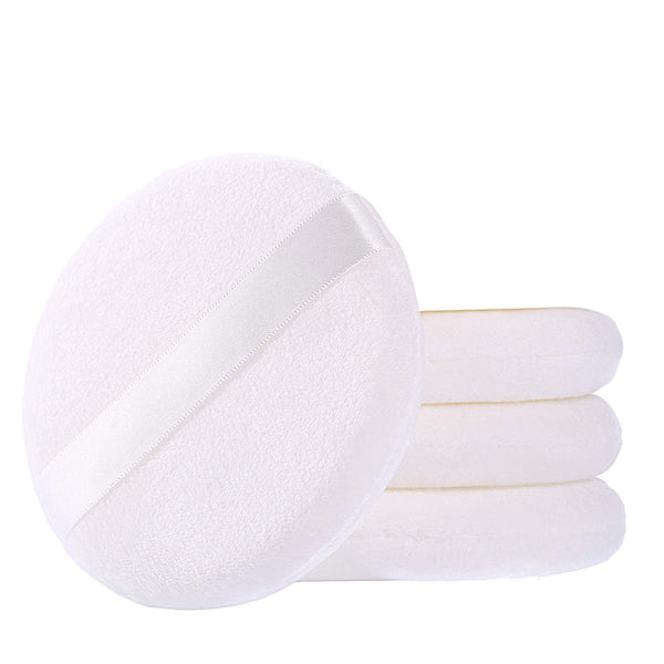 WSYUB Powder Puff, Ultra Soft Large Velour Body Powder Puffs, 4.13 inch, 4pcs, Round, White