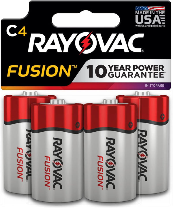 Rayovac Fusion C Batteries, 4 Pack, Alkaline C Cell for High Drain Devices