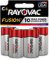 Rayovac Fusion C Batteries, 4 Pack, Alkaline C Cell for High Drain Devices