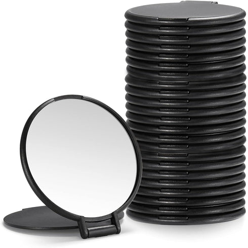 Round Makeup Mirror for Purse, Compact Mirror Bulk, Set of 24 (Black)