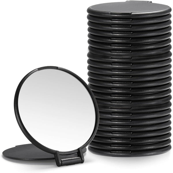 Round Makeup Mirror for Purse, Compact Mirror Bulk, Set of 24 (Black)