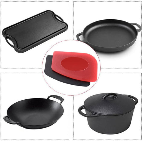 Toiserns 316 Upgraded Chainmail Scrubber with Silicone Handle Cast Iron Cleaner for Cast Iron Grill Pan Skillet Wok
