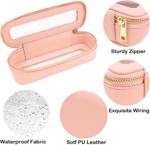 Clear Mini Makeup Bag, Small TSA Approved Travel Brush Bag, Portable Waterproof Cosmetic Organizer Bag for Women (Slim