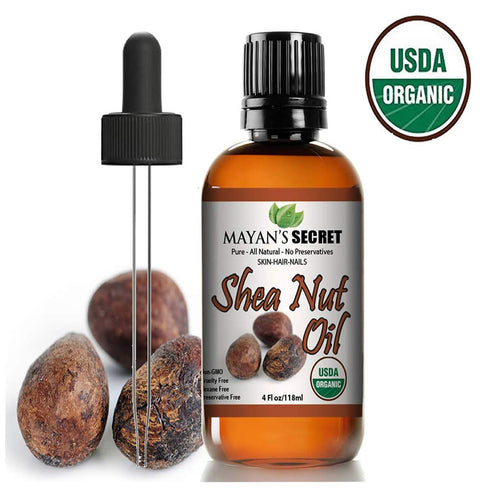 Mayan's Secret USDA Certified Organic Shea Nut Oil - Natural Undiluted Cold Pressed for Skin, Hair, Lips, and Nails