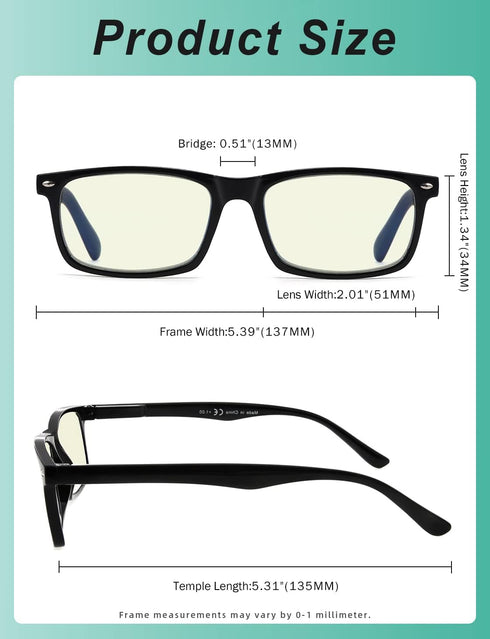 Eyekepper Computer Reading Glasses, Blue Light Blocking Readers for Men and Women, Black