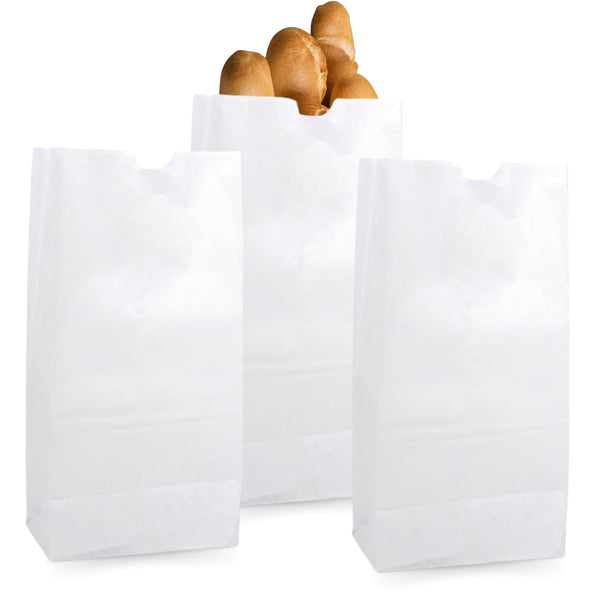 Duro 8# White Paper Lunch Bags, 100 Count - Bulk Disposable SOS Paper Sacks for Takeout/Delivery