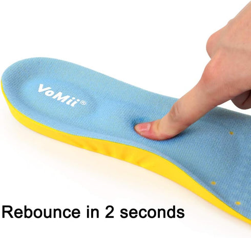 VoMii Unisex Shoe Insoles, Memory Foam, High Arch Support for Men and Women, Plantar Fasciitis Relief