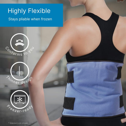 FlexiKold Large Reusable Gel Ice Pack with Straps – Flexible Cold Compress for Injuries, Medical Ice Wrap, Standard
