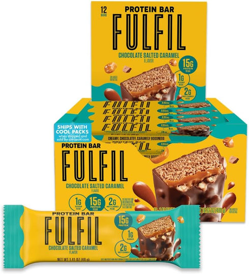 FULFIL Protein Snack Bars, NEW Recipe Chocolate Salted Caramel, 12 Count