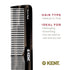 Kent 16T Black Graphite Fine and Wide Tooth Comb for Daily Grooming, Handmade Detangling Comb for All Hair Types