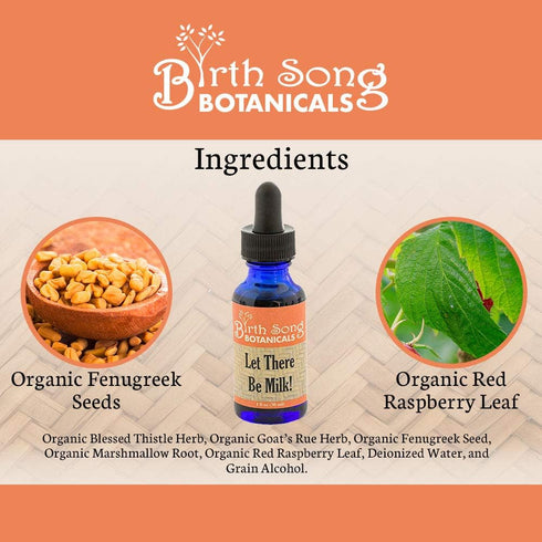 Let There Be Milk! Herbal Breastfeeding Tincture, Goat’s Rue, Fenugreek, Blessed Thistle, 1 oz