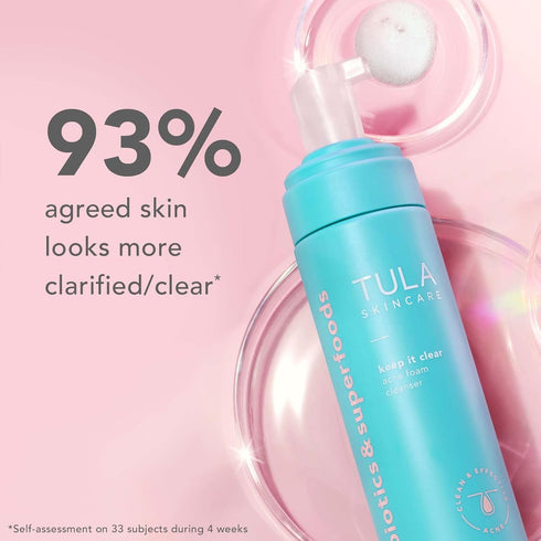 TULA Skin Care Keep It Clear, Acne Foam Cleanser, Salicylic & Azelaic Acid, 6.3 fl oz