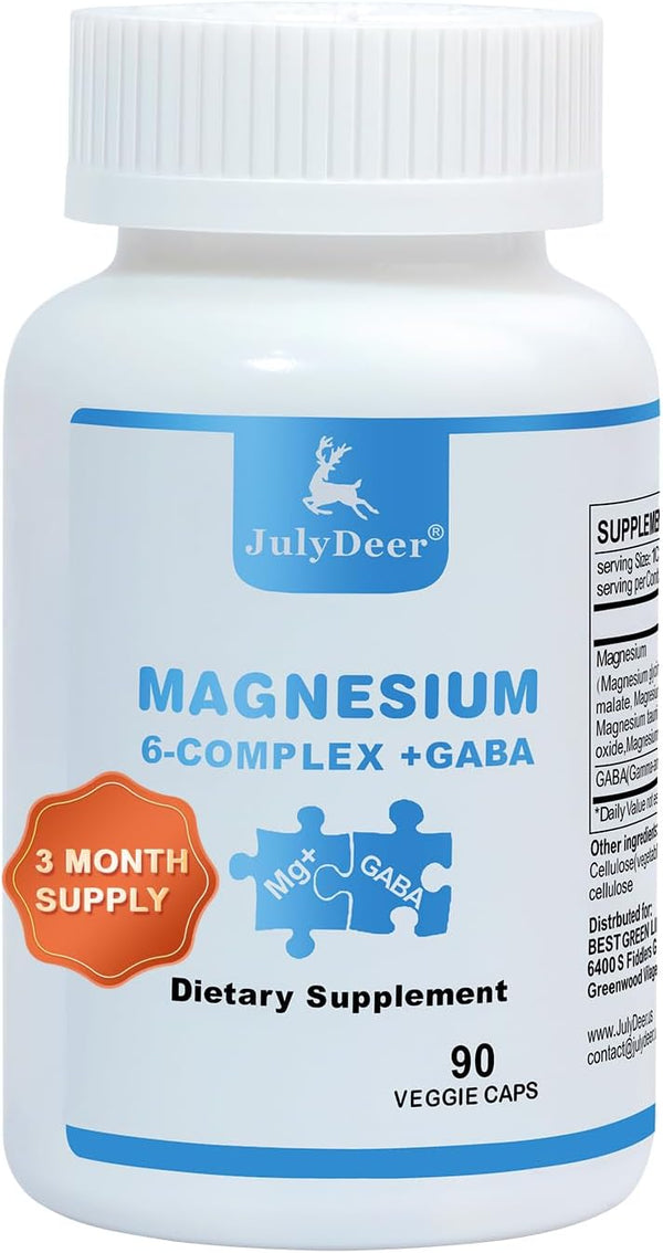 JulyDeer Magnesium Complex - 350mg Magnesium Glycinate, Malate, Citrate, Taurine, Oxide, L-threonate for Muscles,