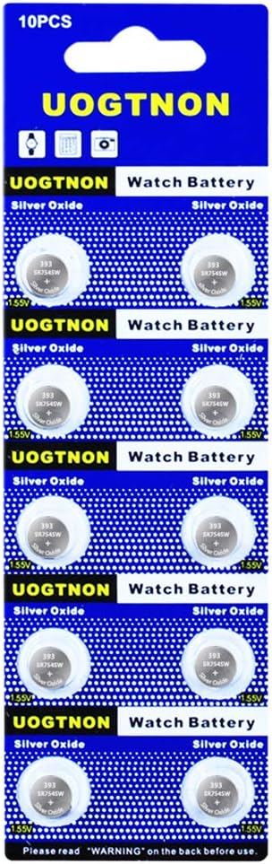 393 SR754W(SR754SW) 1.55V Silver Oxide Watch Battery (10 Pack)