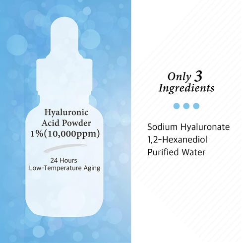 Pure Hyaluronic Acid 1% Serum, 10,000ppm Hydrating Face Serum for Fine Lines, 1 Fl Oz (30ml)