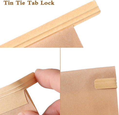 TOSPARTY 50 5.1 3.9 11 Inch Packaging PCS Bread Bags, x x Brown Kraft Paper Cookie Bags with Tin Tie Tab Lock