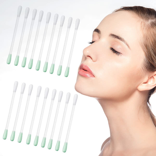100 Pcs Cotton Makeup Remover Swabs - Disposable Vitamin E Liquid-Filled Swabs for Eye/Lip/Eyebrow Makeup Removal