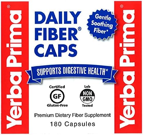 Yerba Prima Daily Fiber Formula - 180 Caps (Pack of 2), Soluble & Insoluble Dietary Fiber Supplement